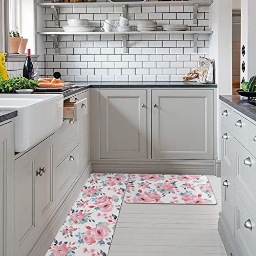 Absorbent soft non-slip kitchen bath rug set