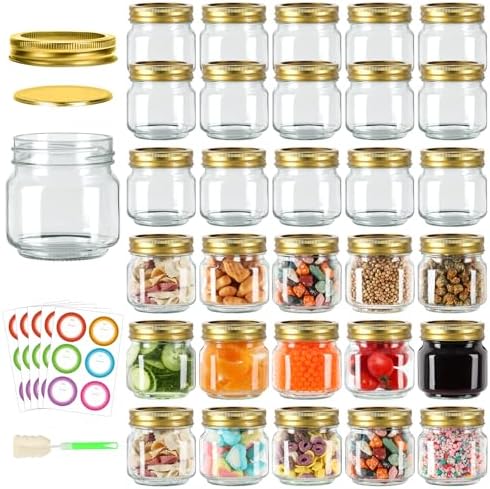 AuroTrends Mason Jars 8 oz with lids 30 pack