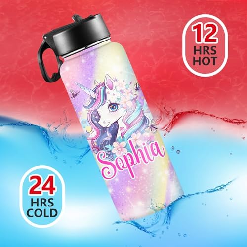 Custom Water Bottle for Kids Insulated Thermos with Name BPA-Free Durable