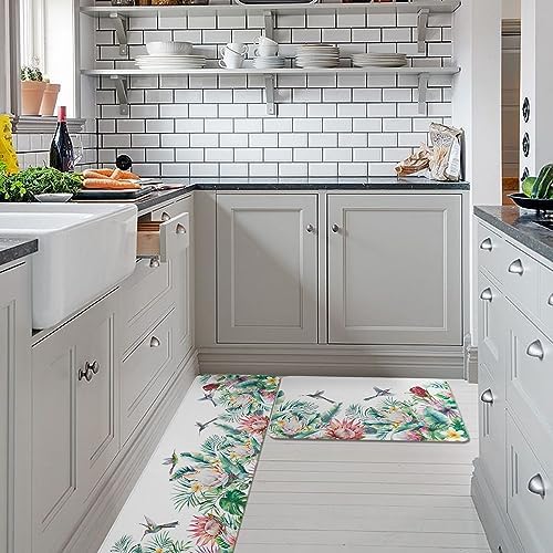 Tropical Kitchen Rugs Set - Soft Standing Mats for Kitchen Bathroom Living Room