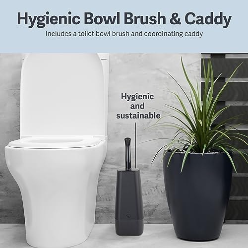 Casabella Smart Scrub Toilet Bowl Brush with Caddy Black