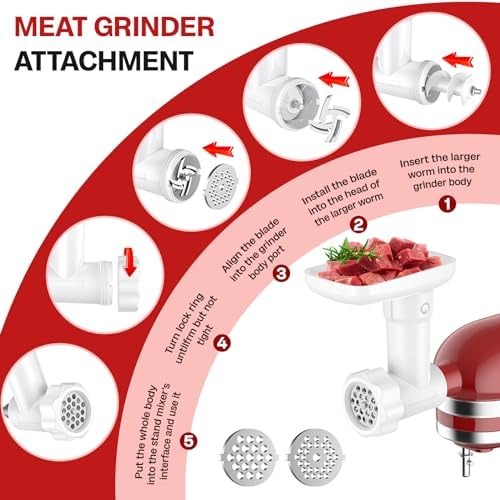 Cofun Meat Grinder Set for KitchenAid Mixer White