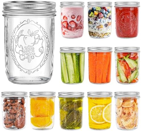 Sturdy Mason Jars for Canning Preserving and Meal Prep