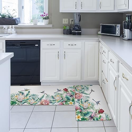 Tropical Kitchen Rugs Set - Soft Standing Mats for Kitchen Bathroom Living Room