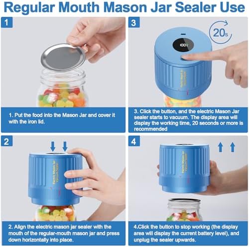 Electric Vacuum Sealer for Mason Jars - Extend Shelf Life Sealed Aseptically