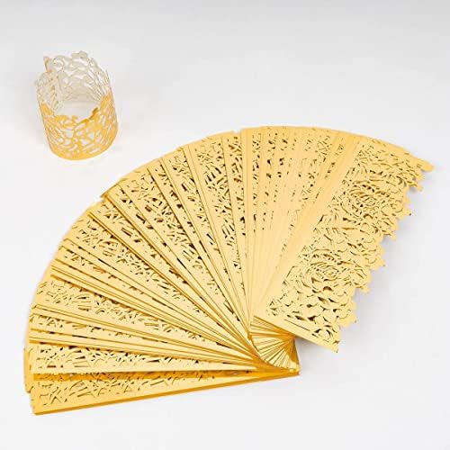 Gift Set - Rose Flower Napkin Rings for Weddings Parties Elegant Gold Design