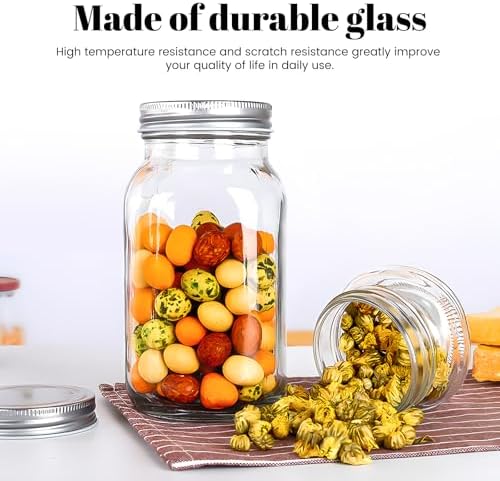 Mason Jars 5oz to 32oz Quart Wide Mouth With Airtight Lids