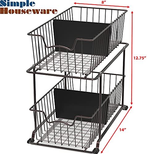 Simple Houseware 2-Tier Wire Basket Organizer with Bronze Finish