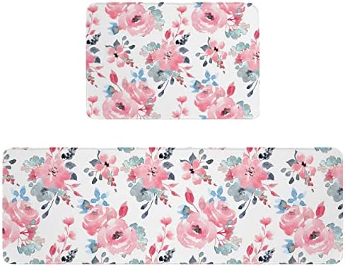 Absorbent soft non-slip kitchen bath rug set