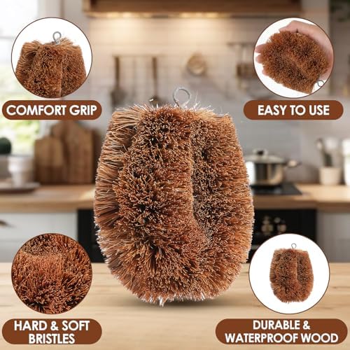 Natural Coconut Vegetable Scrubber with Hanging Loop