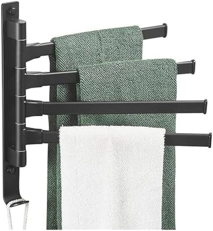 Sturdy Wall-Mounted Towel Rail w 180 Rotation for Towels Clothes