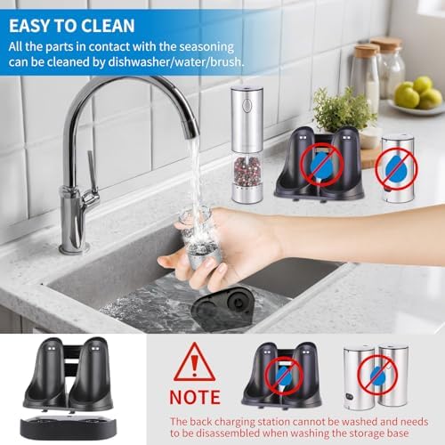 TNUMDRT electric salt and pepper grinder set stainless steel