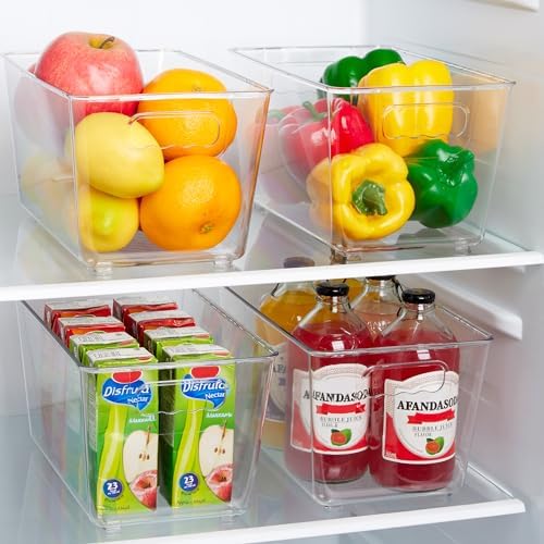 Vtopmart Clear Plastic Storage Bins 6PCS Refrigerator Pantry Organizer with Handles