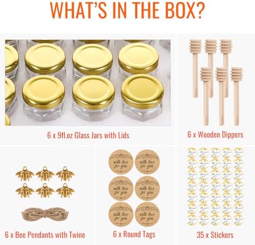 AuroTrends 9oz 6-Pack Honey Jars Set