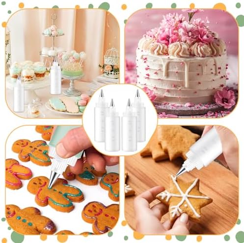 4-Piece Cookie Icing Bottle Set with Stainless Steel Tips