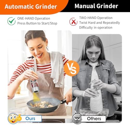TNUMDRT electric salt and pepper grinder set stainless steel