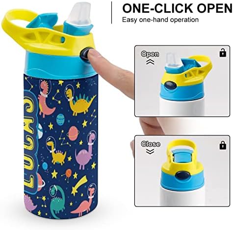 Artsadd Kids Water Bottle with Custom Dinosaur Name