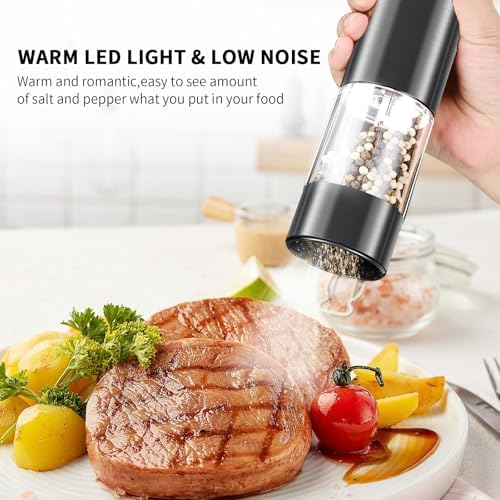 Electric Salt and Pepper Grinder Set with LED Light