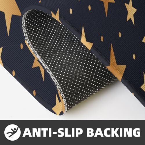 2-Piece Gold Glitter Star Anti-Fatigue Kitchen Rugs for Home Kitchen