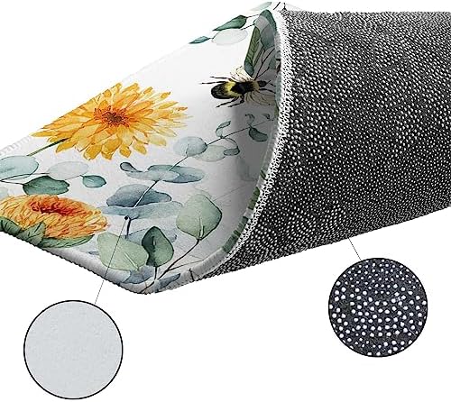 Orange Flower Non-Slip Kitchen Rugs 2-Pack