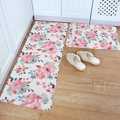 Absorbent soft non-slip kitchen bath rug set