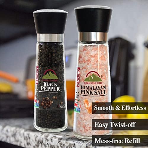 Elegant Himalayan Pink Salt Black Pepper Grinder Set