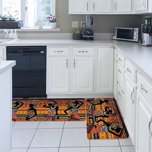 Carosoffe2-Piece Kitchen Bathroom Standing Rugs Set Black Women 16x2416x47