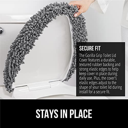 GORILLA GRIP Soft Chenille Toilet Lid Cover Gray 195x185