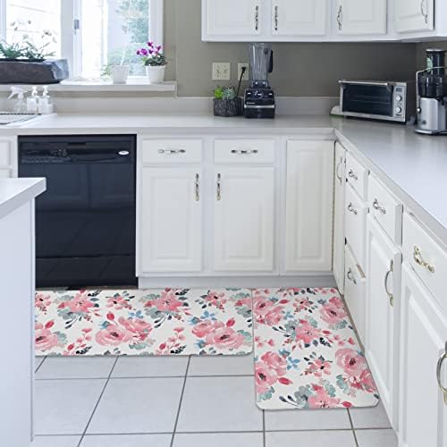 Absorbent soft non-slip kitchen bath rug set