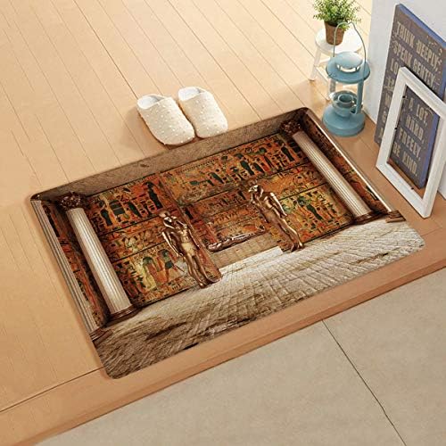 Gold Egyptian Ancient Building Antifatigue Kitchen Door Mat Cushioned Runner Rug 18x59
