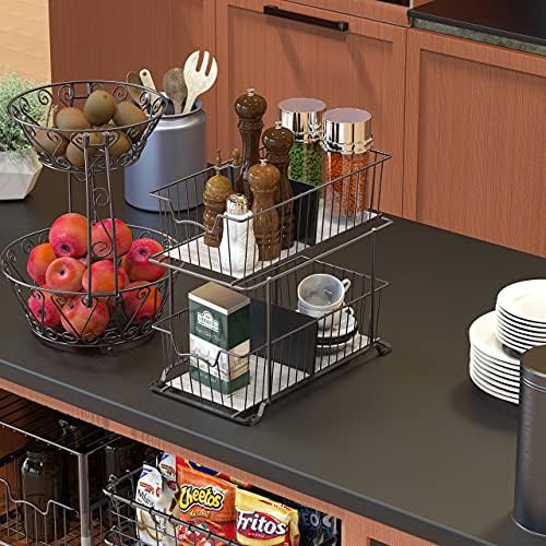 Simple Houseware 2-Tier Wire Basket Organizer with Bronze Finish