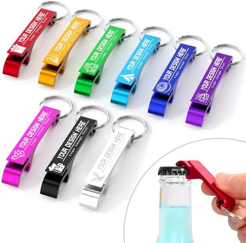 Personalized 30-Piece Aluminum Bottle Opener Keychains with Engraved Logo MARRILYTON