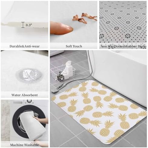 Golden Pineapple Seamless Area Runner Rug Set - Kitchen Doormat