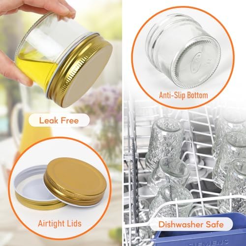 AuroTrends Small Mason Jars 4 oz 12Pcs with Regular Lids