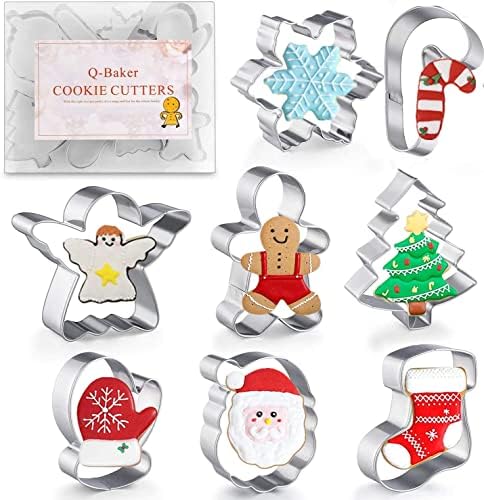 8 Piece Christmas Cookie Cutter Set Stainless Steel