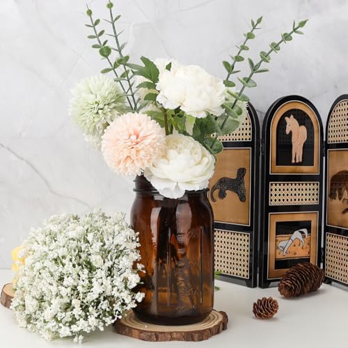 Hand-Crafted 6-Pack Mason Jars with Amber lids