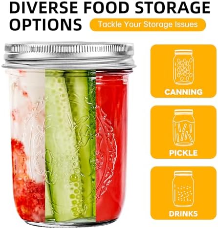 Sturdy Mason Jars for Canning Preserving and Meal Prep