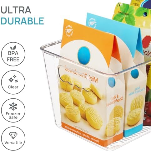 Vtopmart Clear Plastic Storage Bins 6PCS Refrigerator Pantry Organizer with Handles