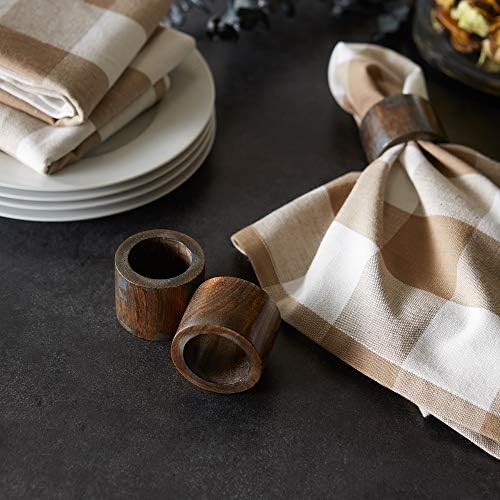 Rustic Napkin Rings Set of 6 Black