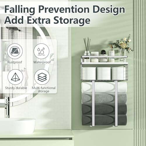 Ergonomic Space-Saving Towel Rack for Bathroom 40 lbs Capacity