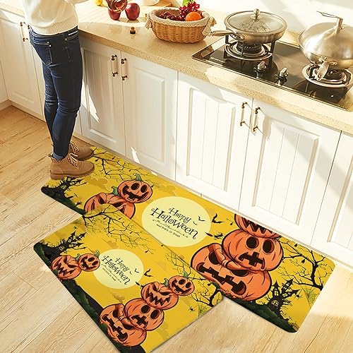 Halloween Kitchen Rug Set 2PCS Soft Non-Slip Mats