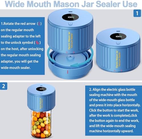 Electric Vacuum Sealer for Mason Jars - Extend Shelf Life Sealed Aseptically