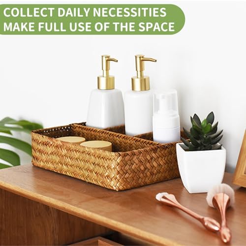 Seagrass Woven Rattan Basket Organizer with 4 Sections