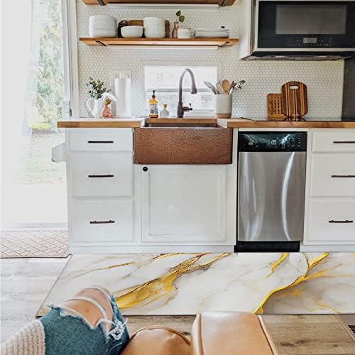 Premium Kitchen Mats Set of 2 - Golden Marble Texture