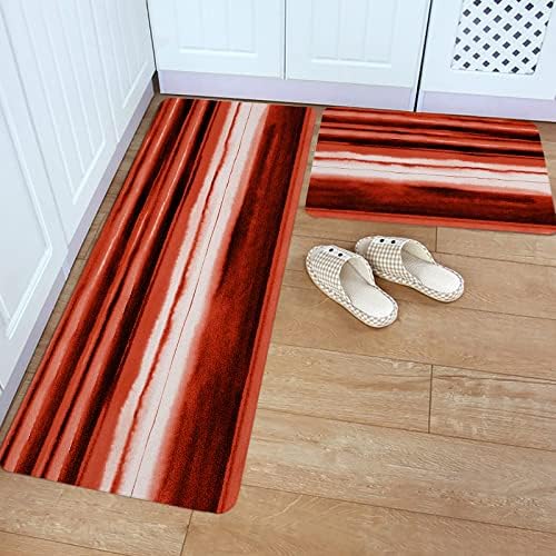 Ombre Red Kitchen Rugs Set - Soft Absorbent Non-Slip