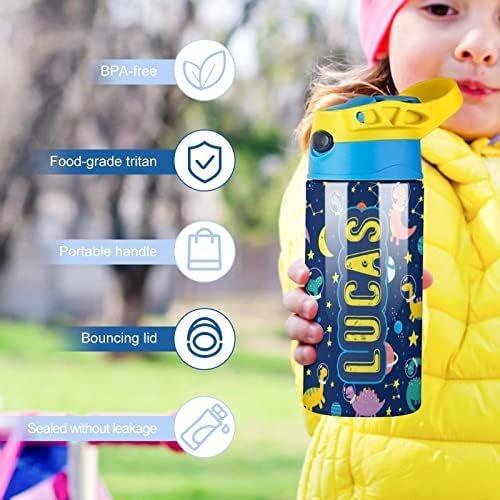Artsadd Kids Water Bottle with Custom Dinosaur Name