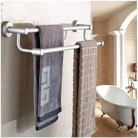 TiStm Double Rod Towel Holder Chromed Metal Round Base Modern Design