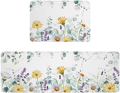Daisy Lavender Kitchen Rug