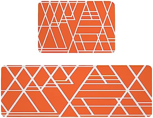 Orange Geometric Non-Slip Kitchen Rugs Set 10 Words