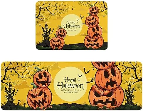 Halloween Kitchen Rug Set 2PCS Soft Non-Slip Mats
